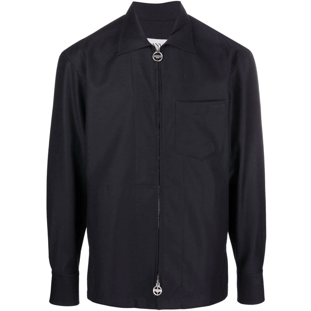 Lanvin Men's Zip Up Shirt Jacket Navy 39 M