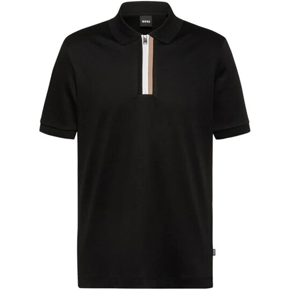 Hugo Boss Mens Zip Polo Shirt Black M