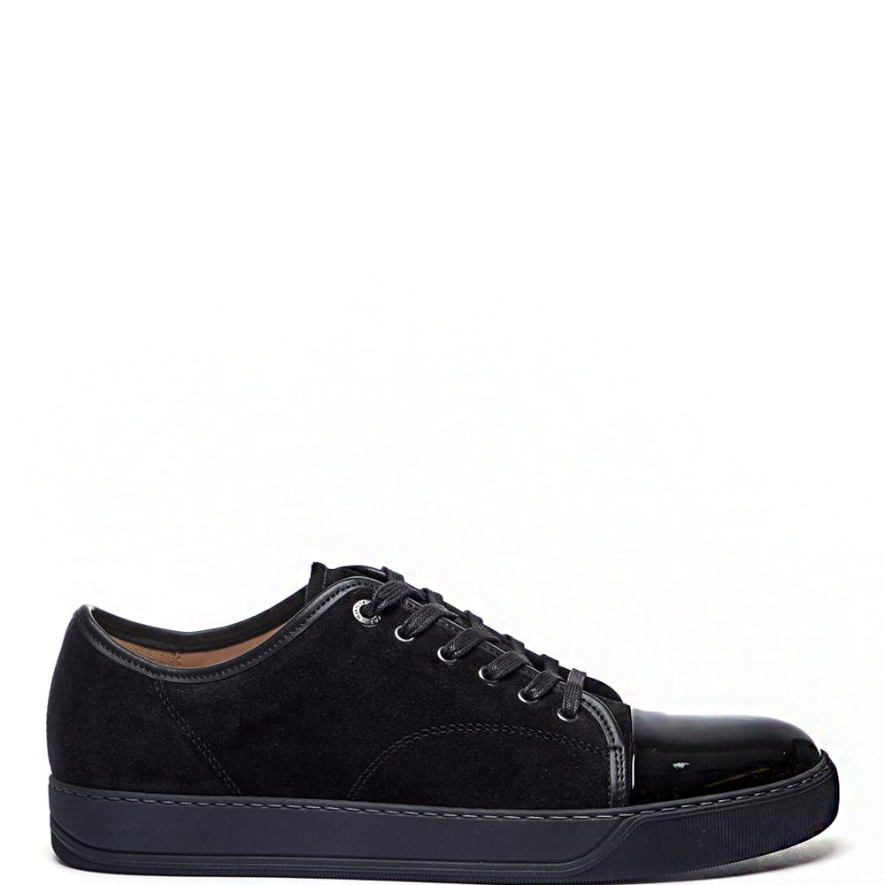 Lanvin Mens Suede And Patent Low Top Sneakers Navy - 6 NAVY