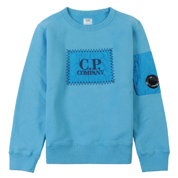 C.P Company Boys Logo Patch Sweatshirt Blue - 10Y BLUE