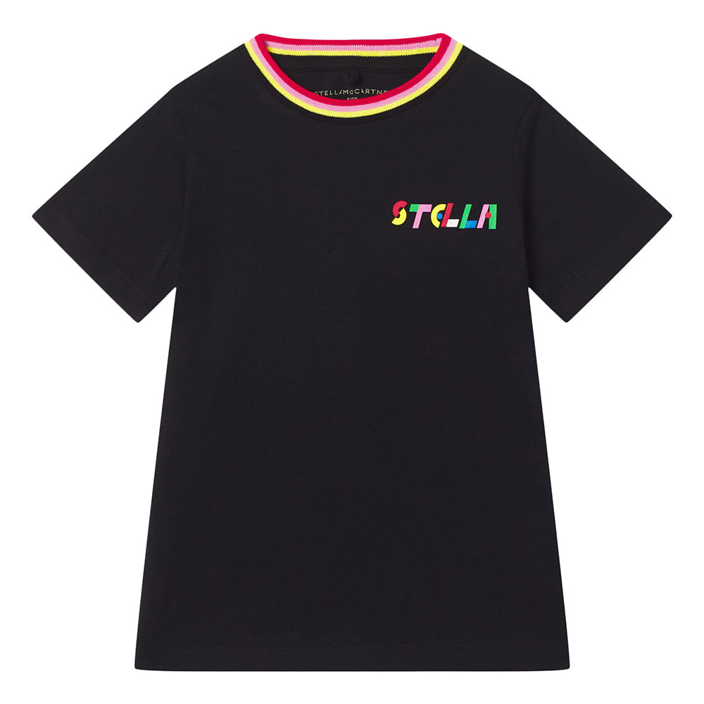 Stella Mccartney Girls Stripe Collar T-shirt Black 14Y