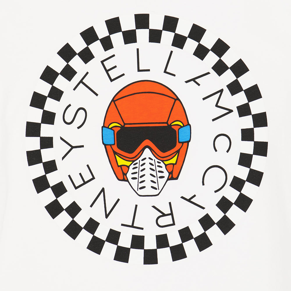 Stella Mccartney Boys Motocross Logo T-shirt In White 8Y