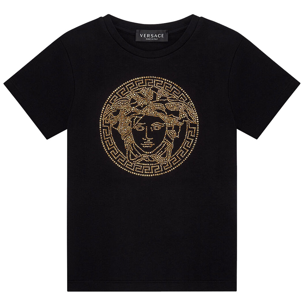 Versace Girls Medusa Embellished Crystal T-Shirt Black - 8Y Black