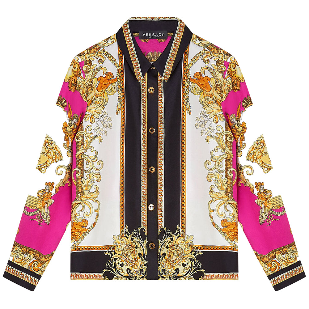 Versace Girls Medusa Renaissance Print Silk Shirt Multicoloured 8 Years