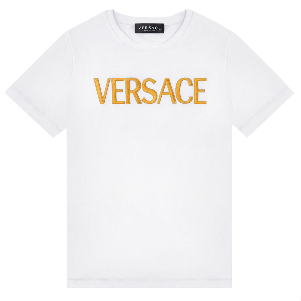 Versace Boys Logo Embroidered T-Shirt White - 6Y White