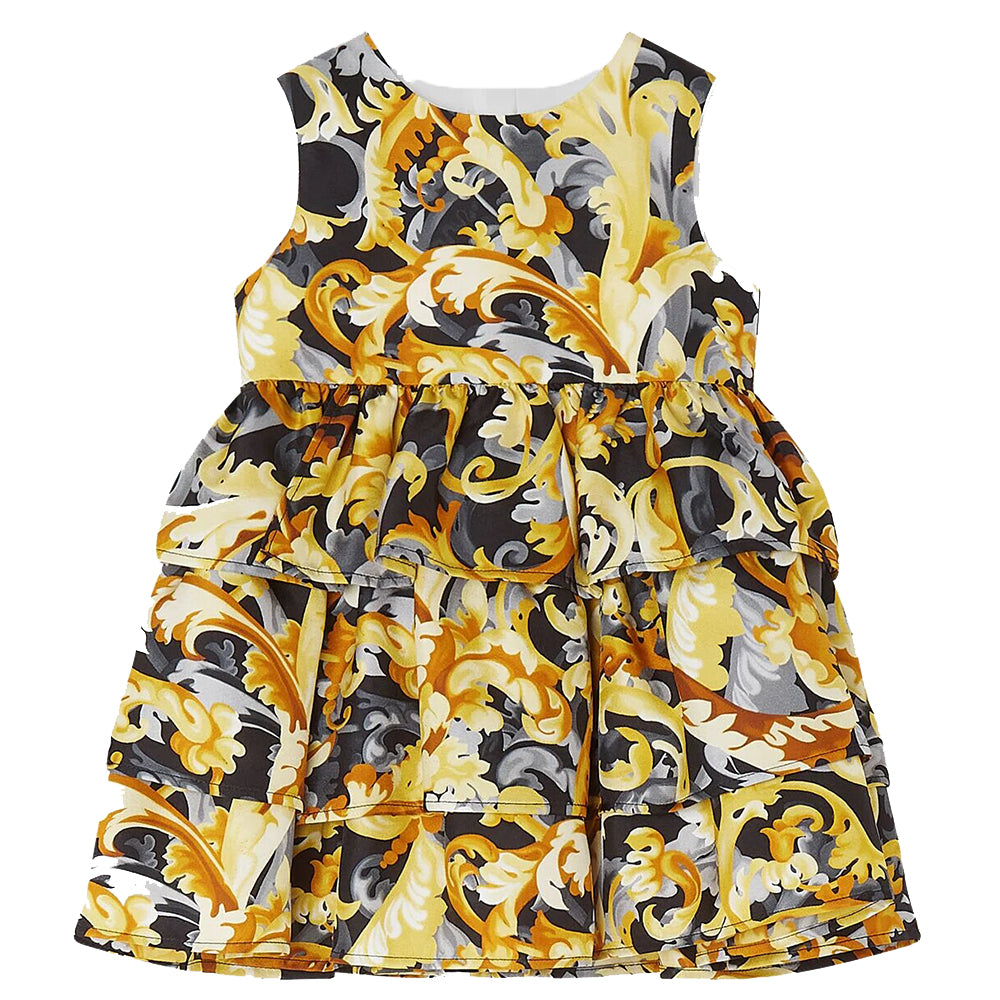 Versace Baby Girls Twill Barocco Print Dress Gold - 18M Gold