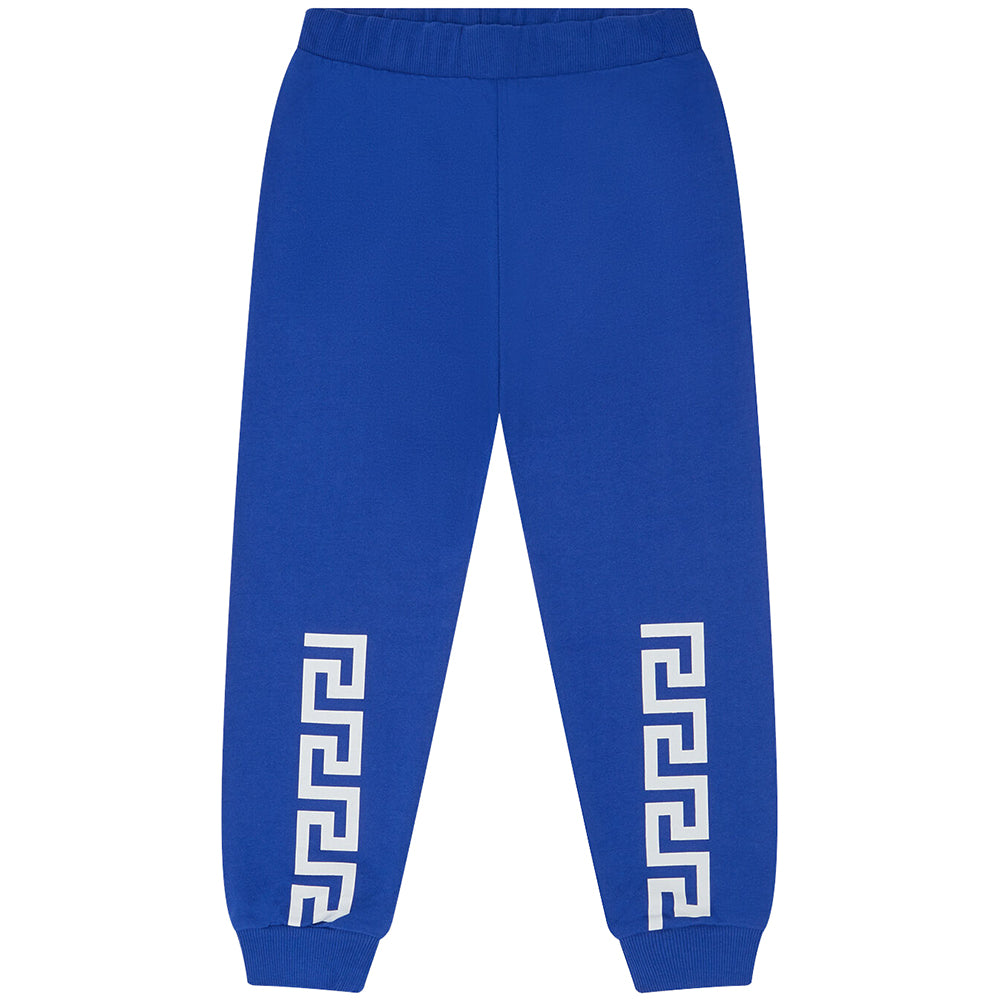 Versace Boys Greca Pattern Print Joggers Blue 14Y