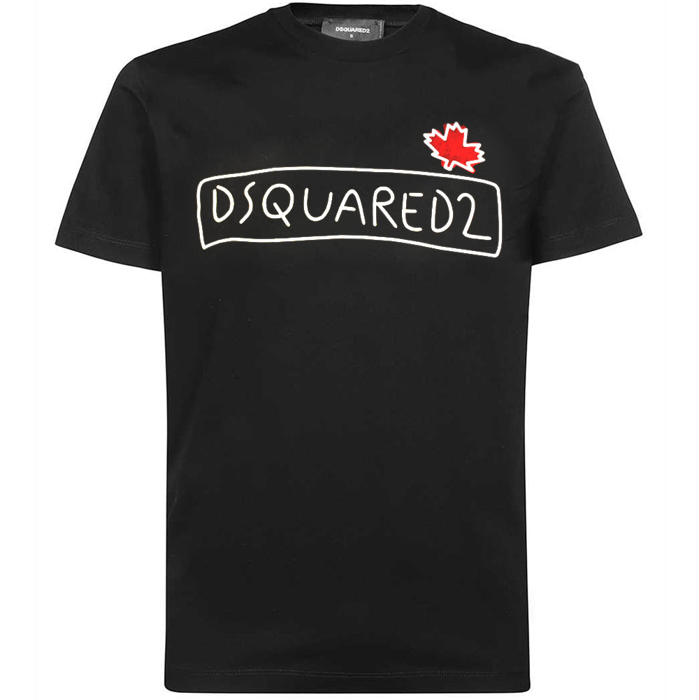 Dsquared2 Men's Maple Leaf Logo Doodle-print T-shirt Black M