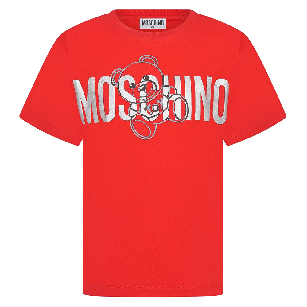 Moschino Girls Logo Bear T-Shirt Red - 6Y Red