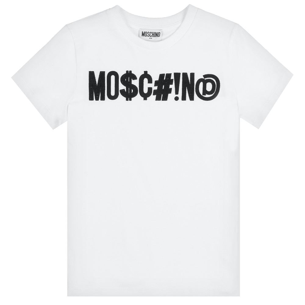 Moschino Boys Symbols Logo T-shirt White 8Y