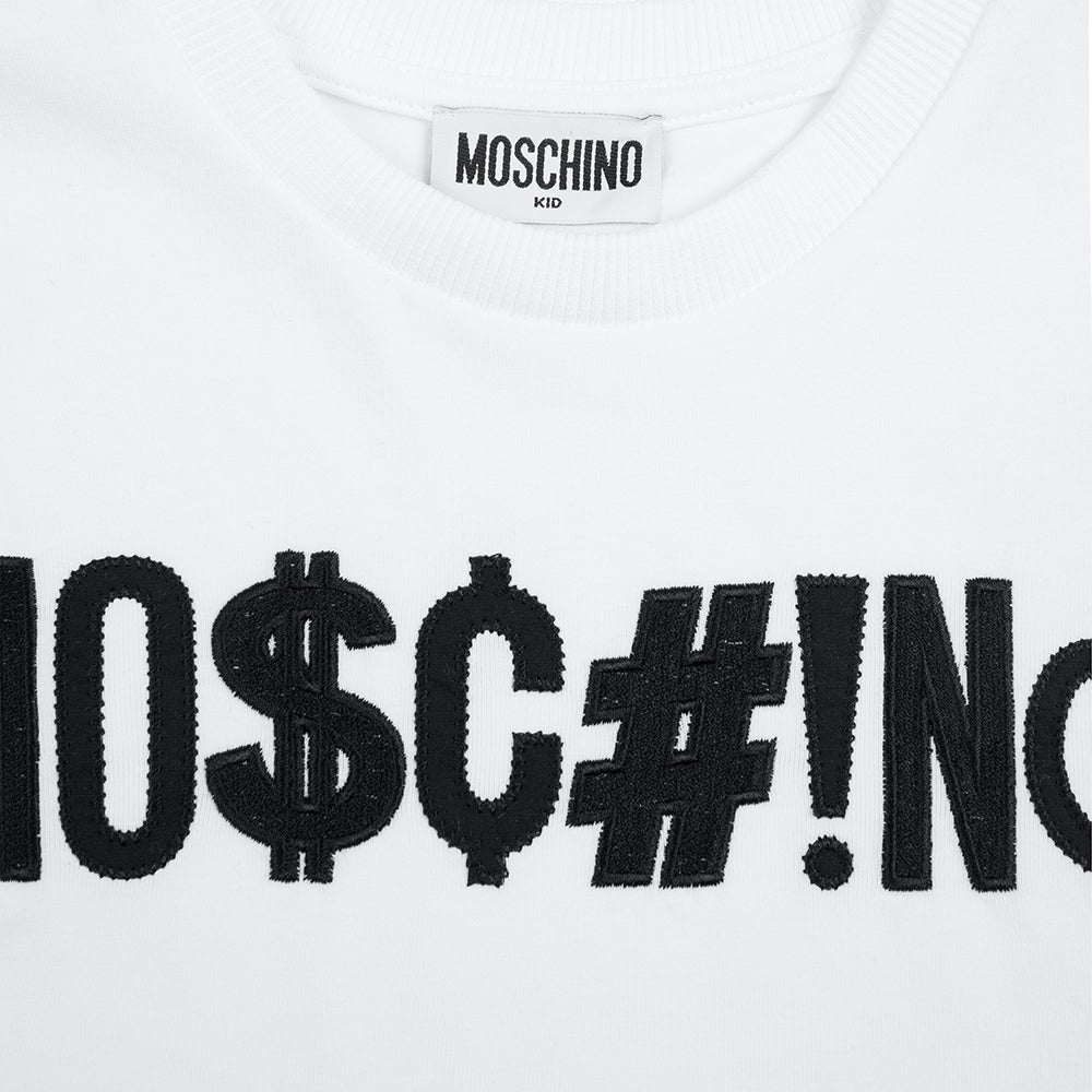 Moschino Boys Symbols Logo T-shirt White 14Y