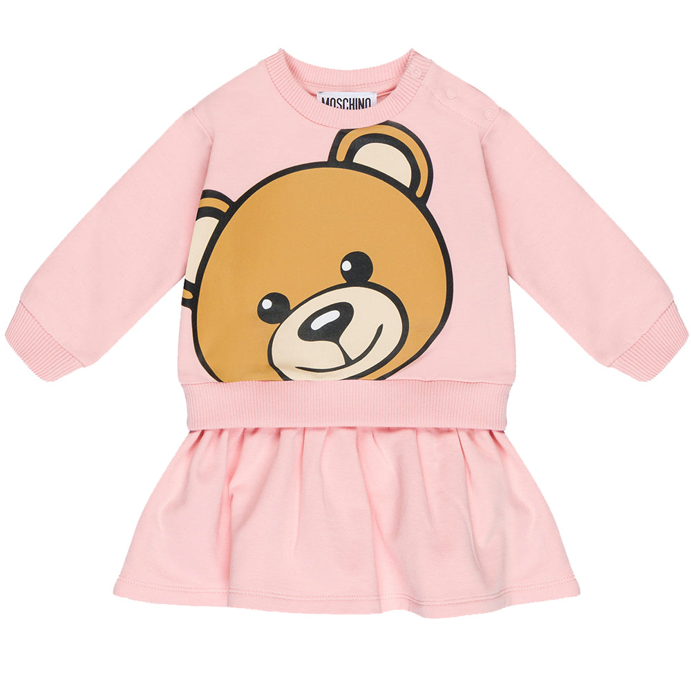 Moschino Baby Girls Teddy Bear Fleece Dress Pink - 3M Pink