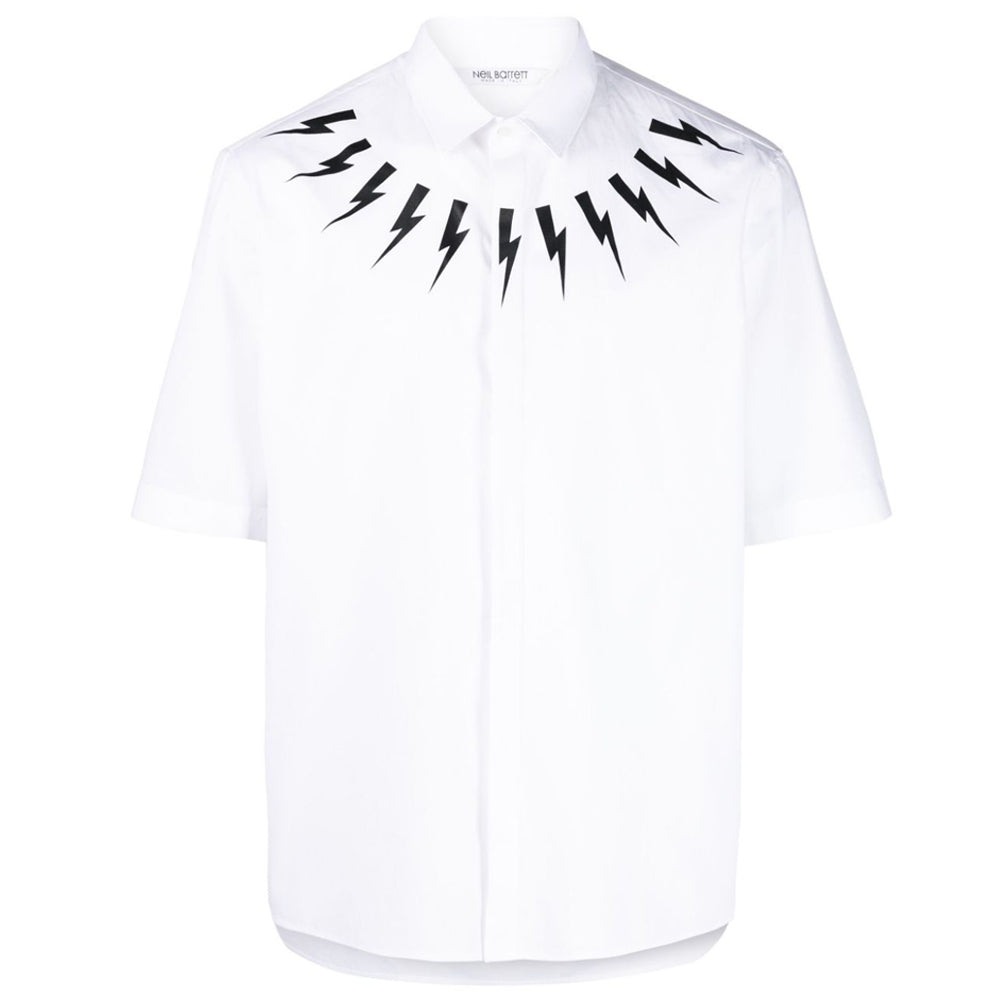 Neil Barrett Mens Bolt Half Sleeve Shirt White XXL