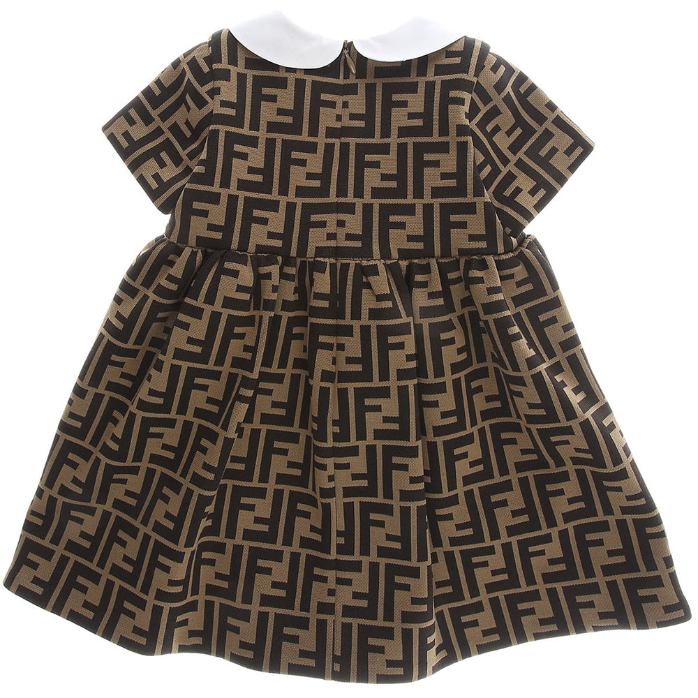 Fendi Baby Girls Ff Print Dress Brown 3M