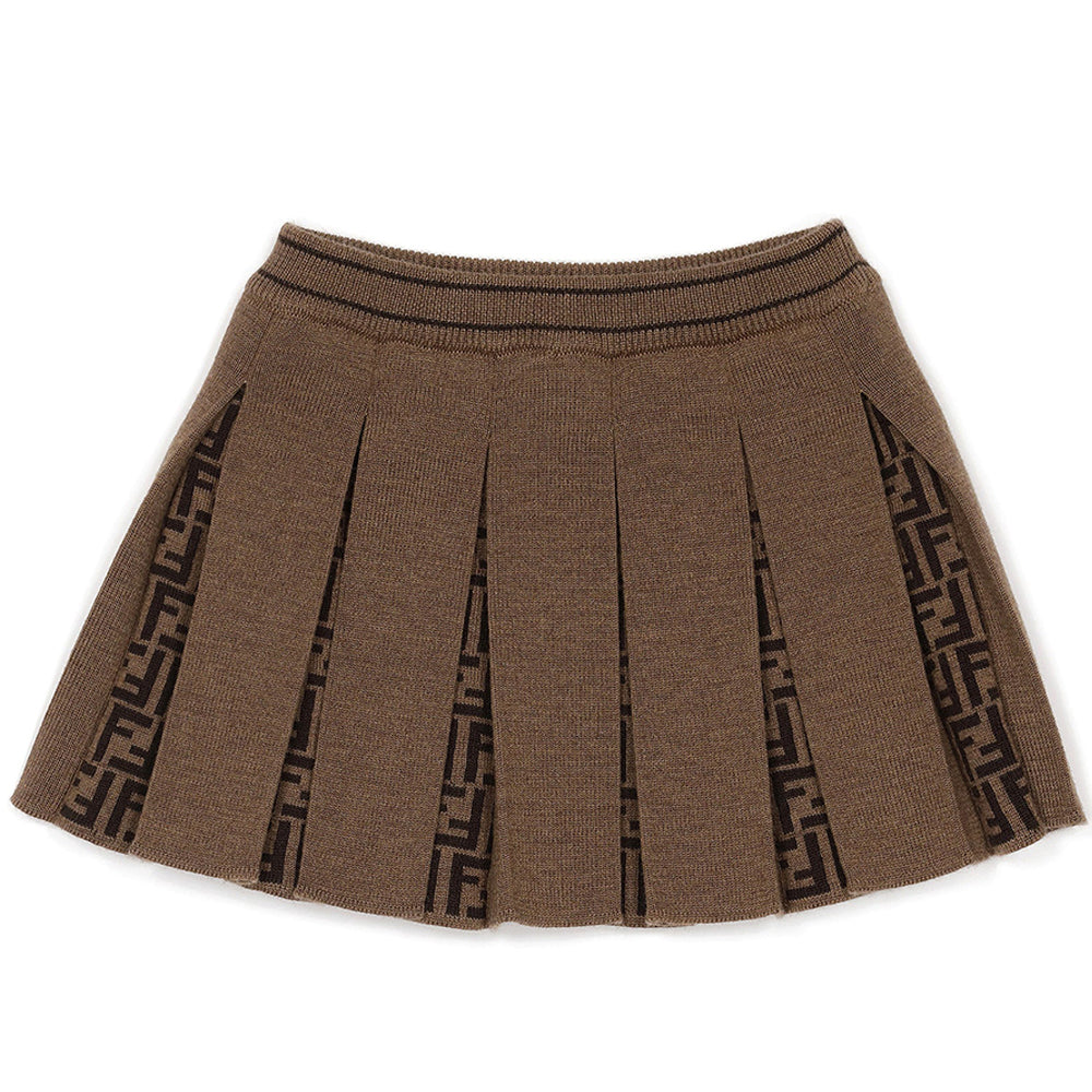 Fendi Baby Girls FF Print Knit Skirt Brown 12M