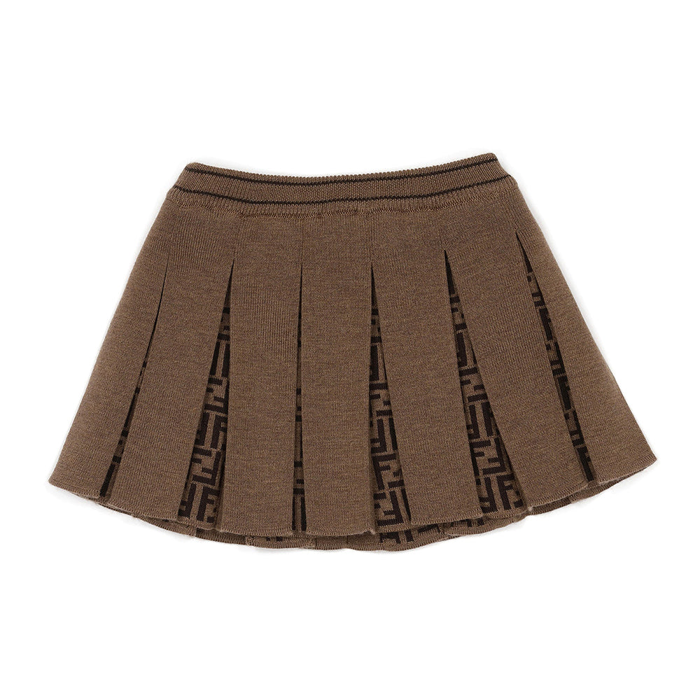 Fendi Baby Girls FF Print Knit Skirt Brown 12M