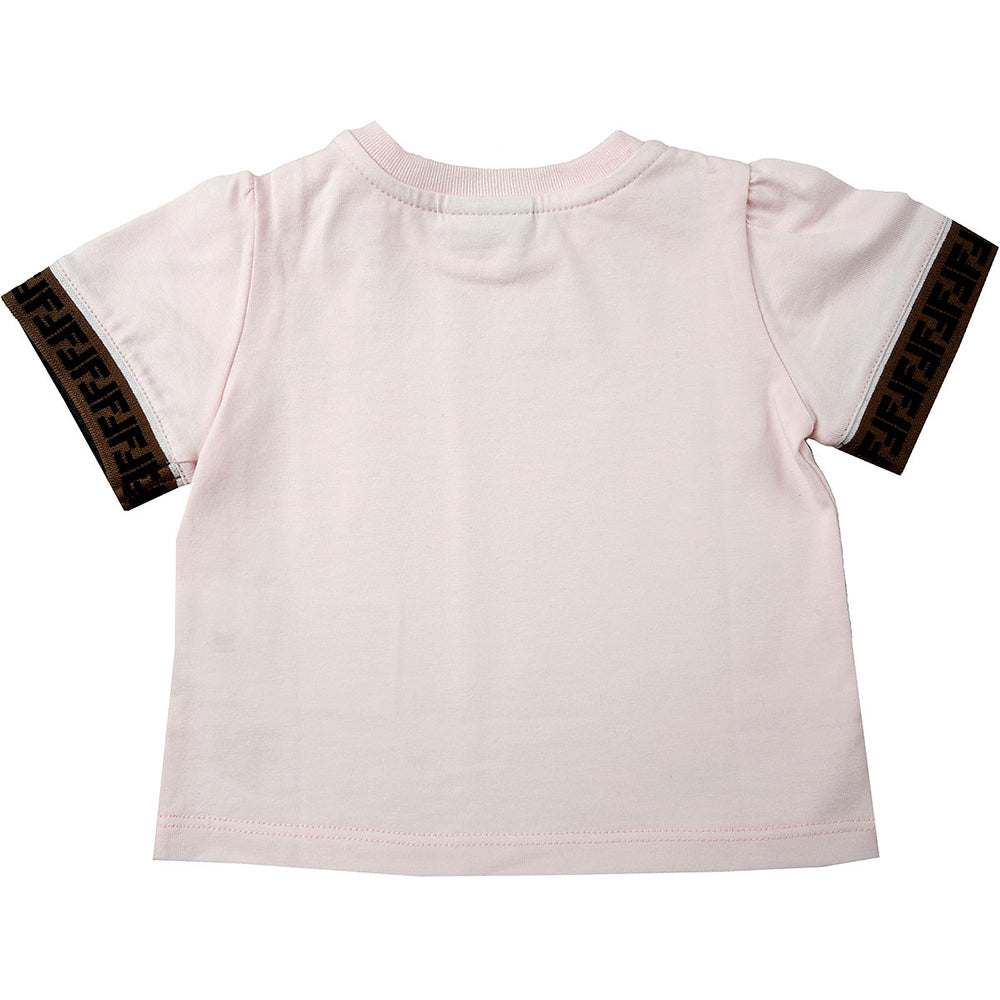 Fendi Baby Girls Ff Cuff Logo T-shirt Pink 6M