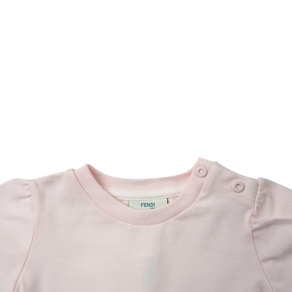 Fendi Baby Girls Ff Cuff Logo T-shirt Pink 6M