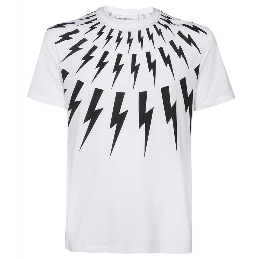 Neil Barrett Mens Fair Isle Thunderbolt T-shirt White XL