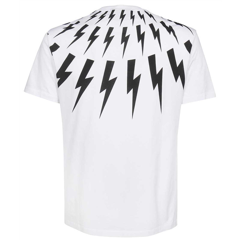 Neil Barrett Mens Fair Isle Thunderbolt T-shirt White XL