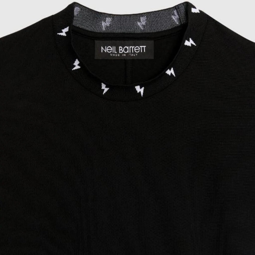 Neil Barrett Mens Thunderbolt Intarsia T-shirt Black M