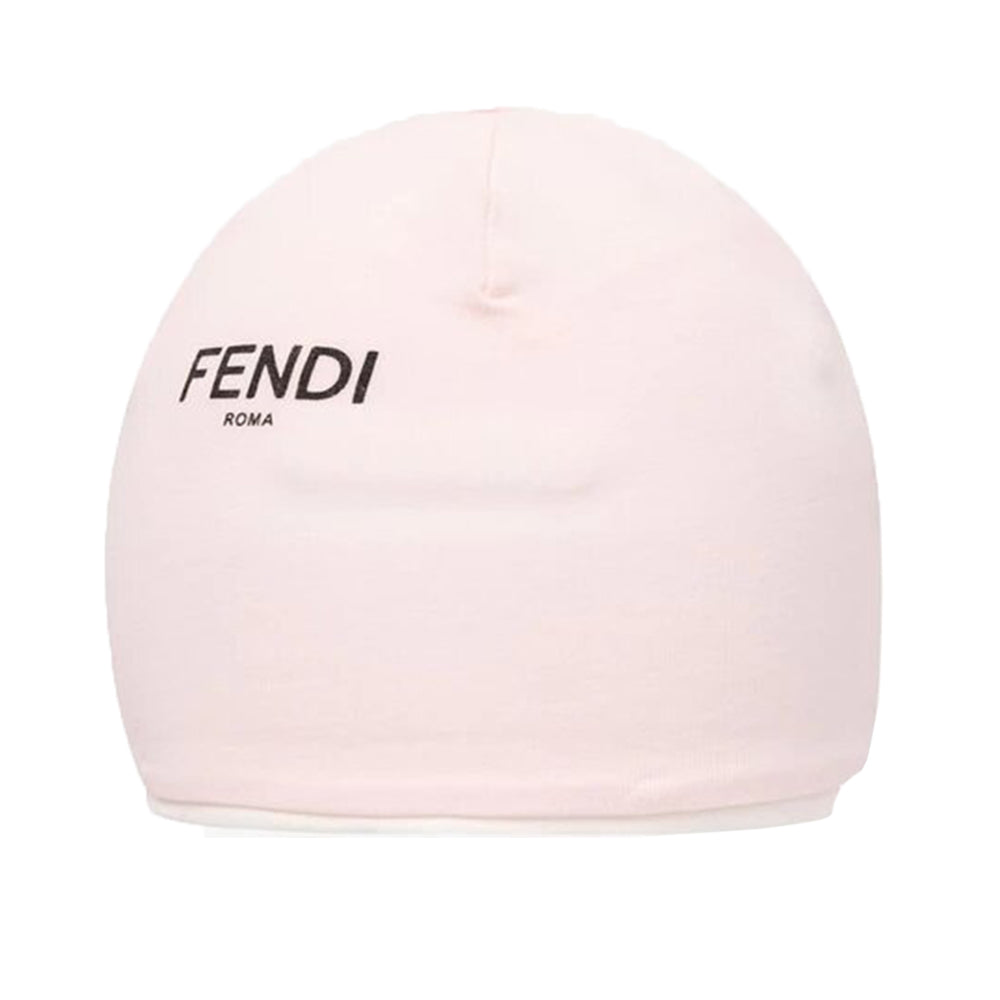 Fendi Baby Girls Bear Logo Babygrow And Hat Set Pink 6M
