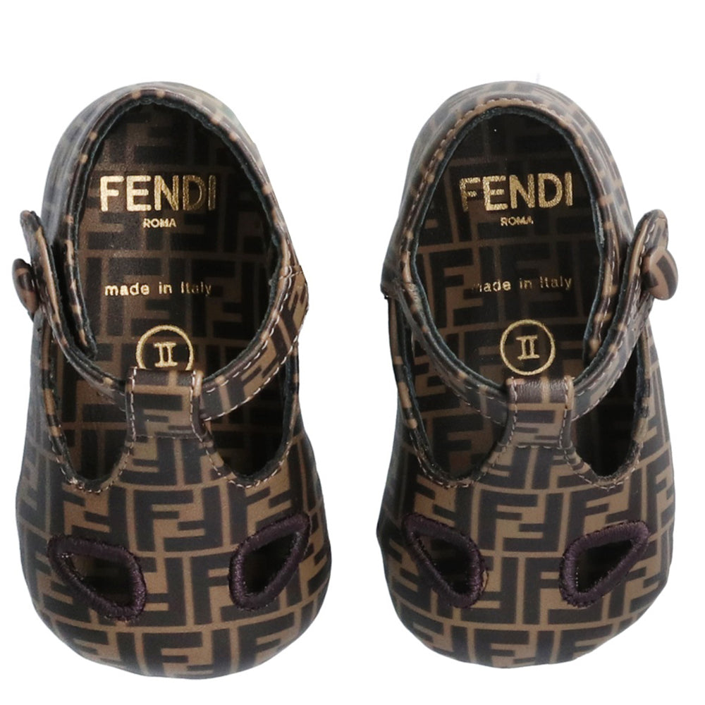 Fendi Babys Unisex FF Logo Shoes Brown EU 17