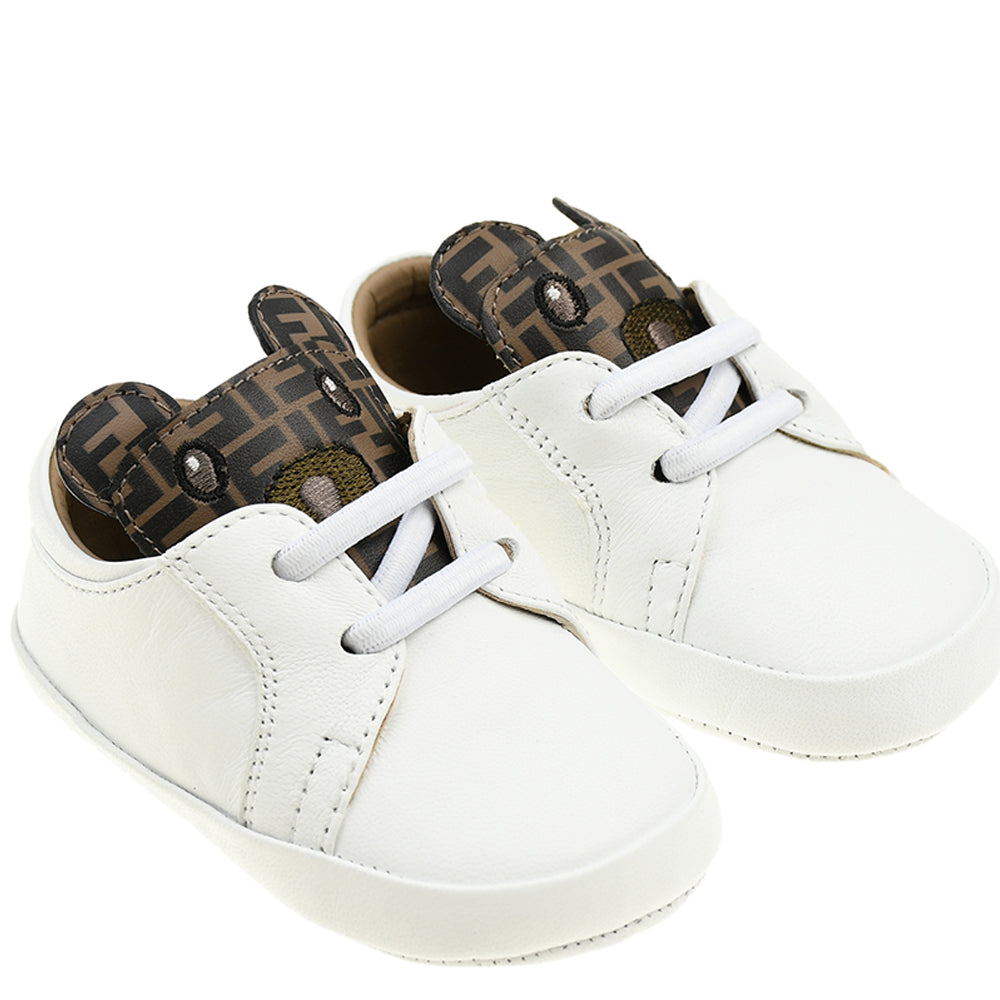 Fendi Babys Unisex Leather Trainers White EU 15