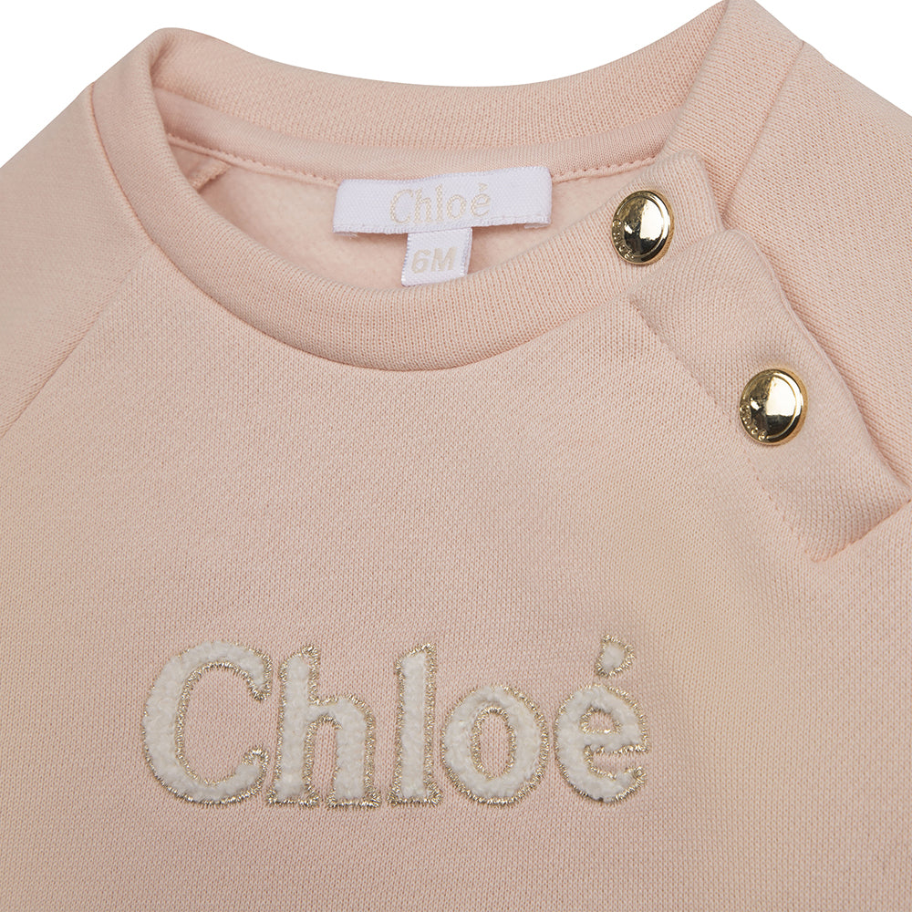 Chloe Baby Girls Embroidered Logo Sweater Pink 3Y