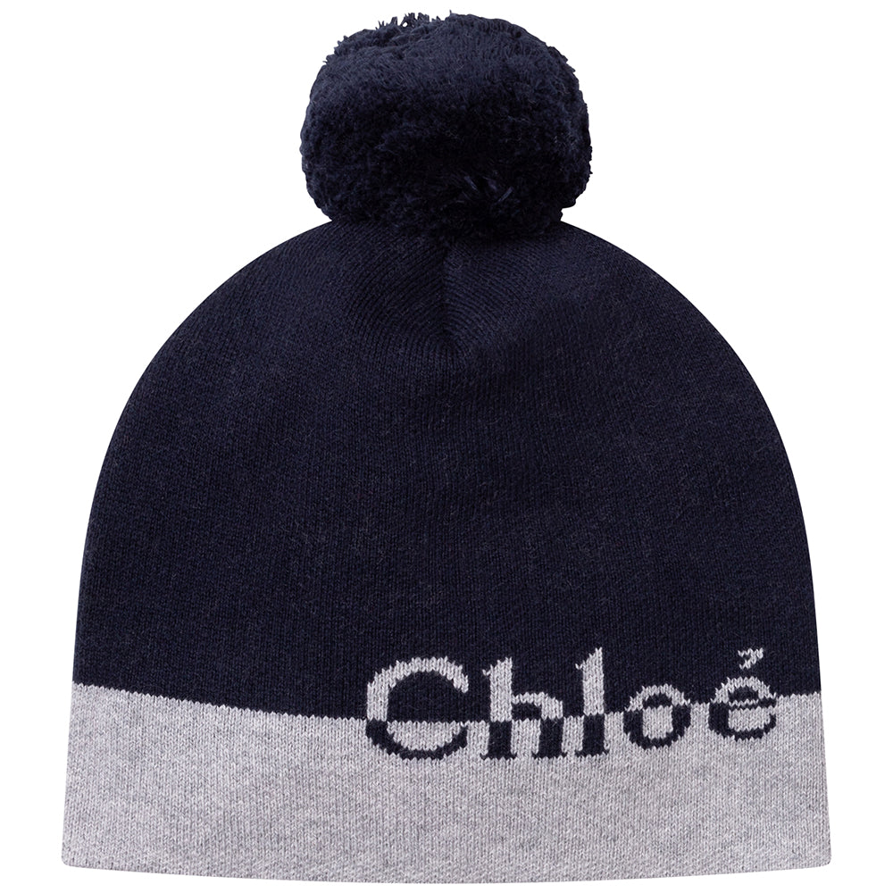 Chloe Girls Logo Wool Hat Navy - ONE SIZE NAVY