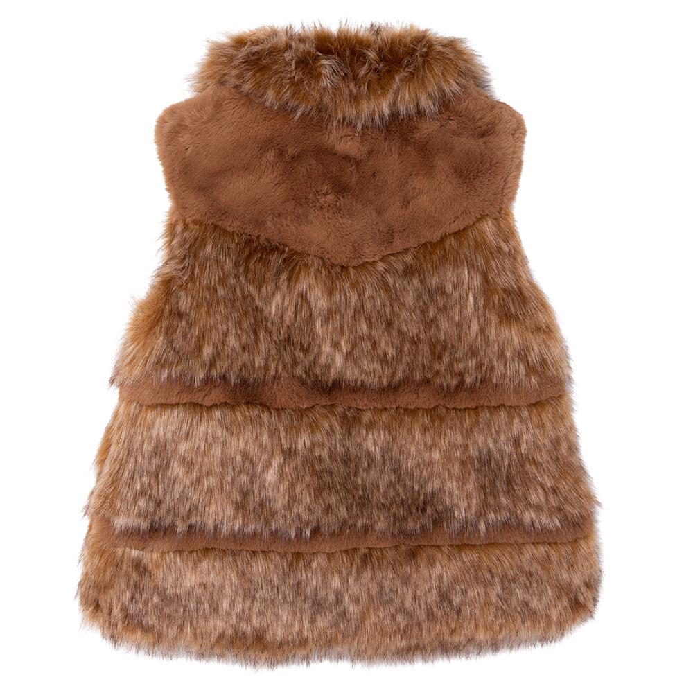 Chloe Girls Faux Fur Gilet Brown 10A