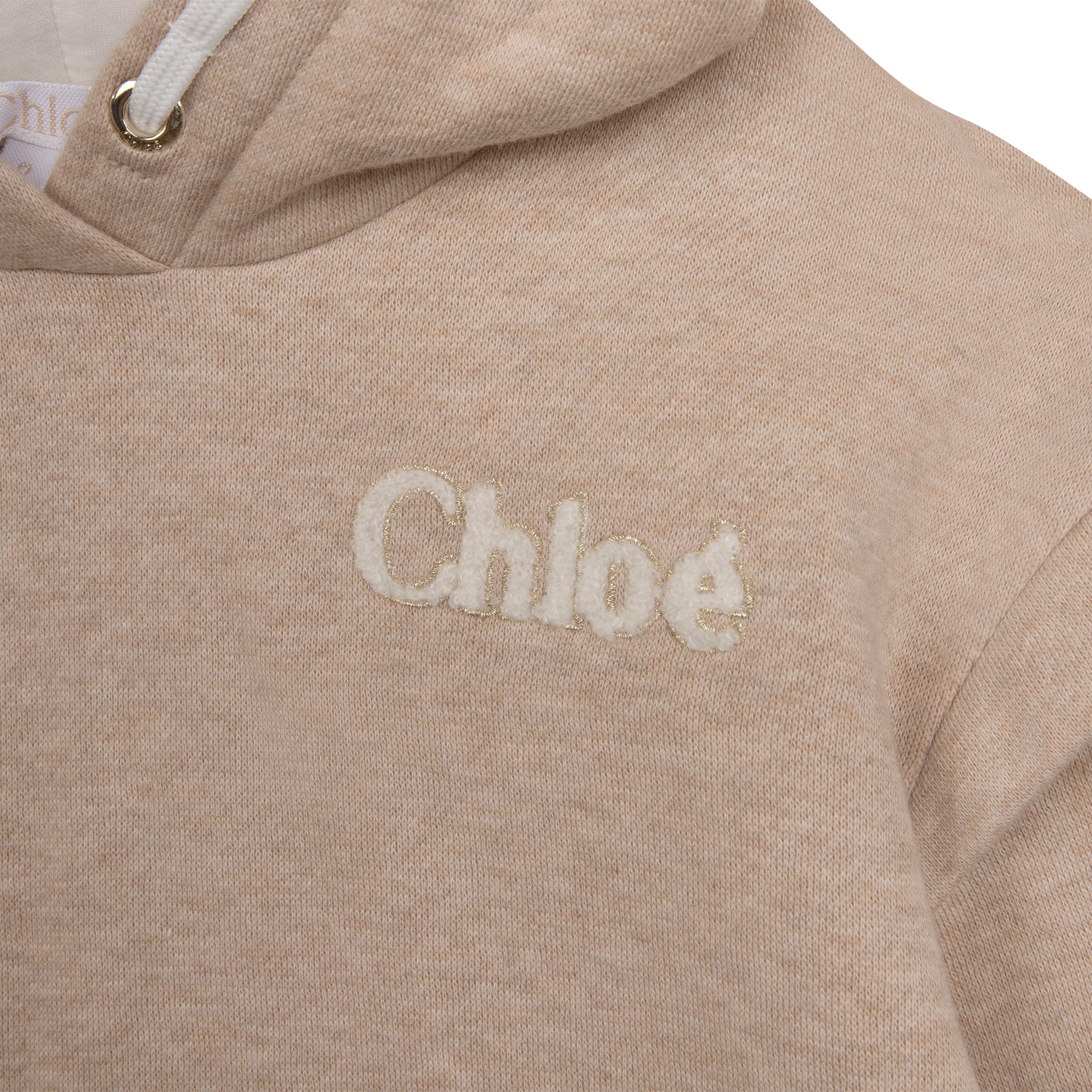 Chloé Girls Classic Logo Hoodie Beige 12Y