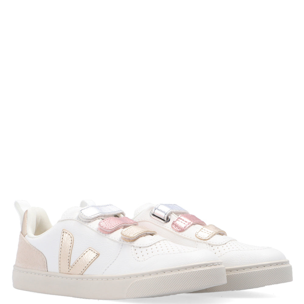 Veja Baby Girls V-10 Leather Sneakers Multicolour EU 25 White