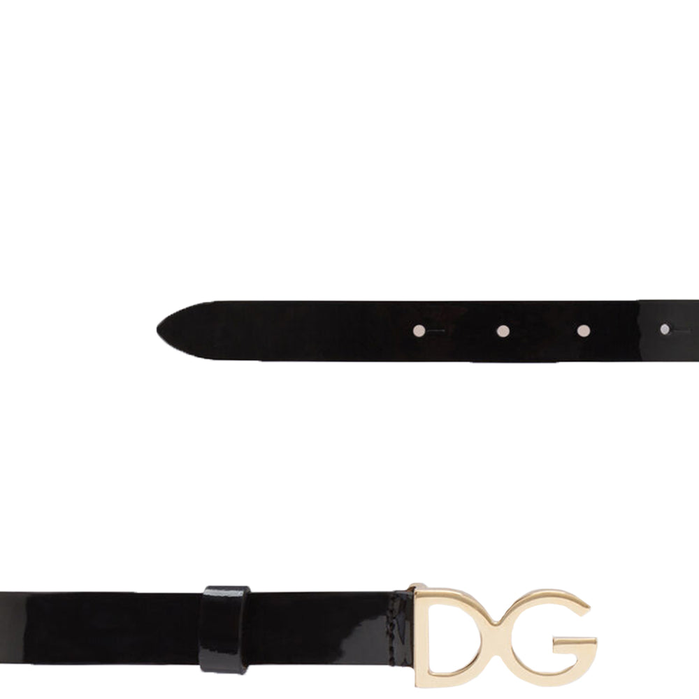 Dolce & Gabbana Girls Patent Belt Black 69 Cm