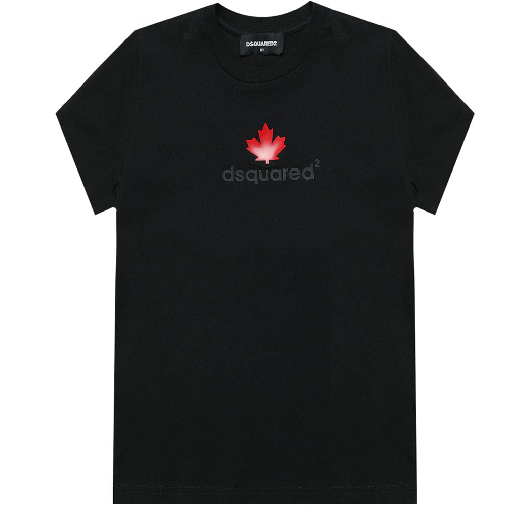 Dsquared2 Boys Logo Print Cotton T-shirt Black 16Y