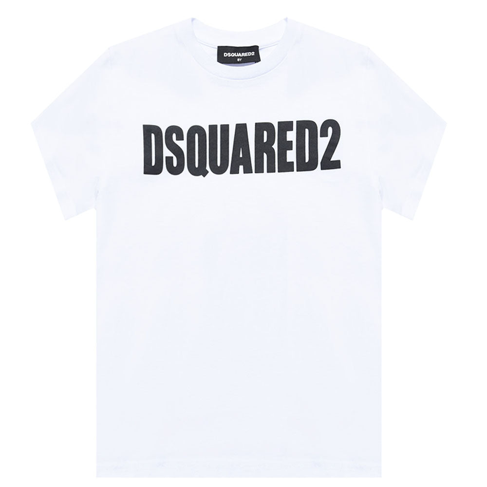 Dsquared2 Boys Logo Print Cotton T-shirt White 4Y