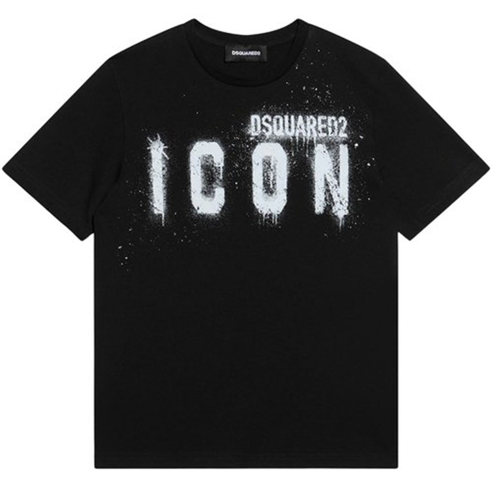 Dsquared2 Boys Spray Icon T-shirt Black 8Y - 2024 