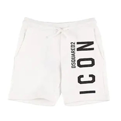 Dsquared2 Boys Icon Print Cotton Shorts White 16