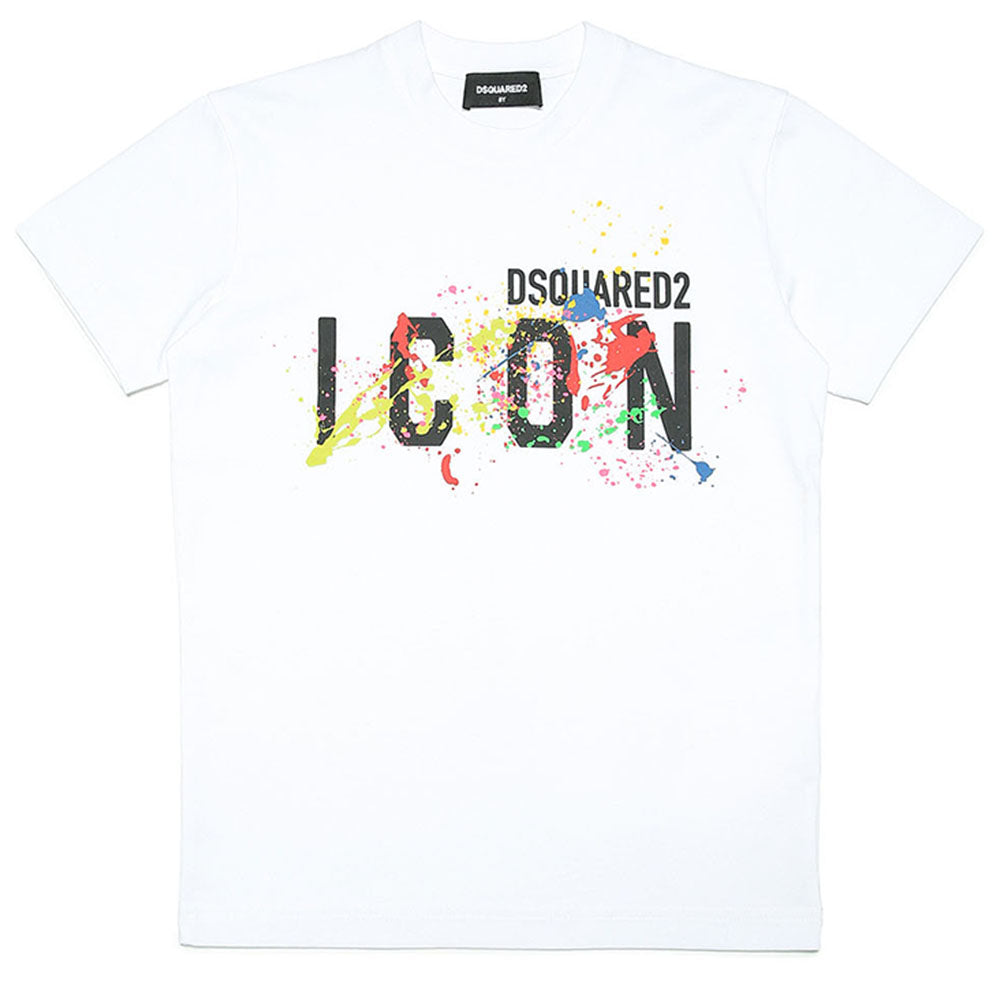 Dsquared2 Boys Paint Splatter Logo T-shirt White 10Y - 2023