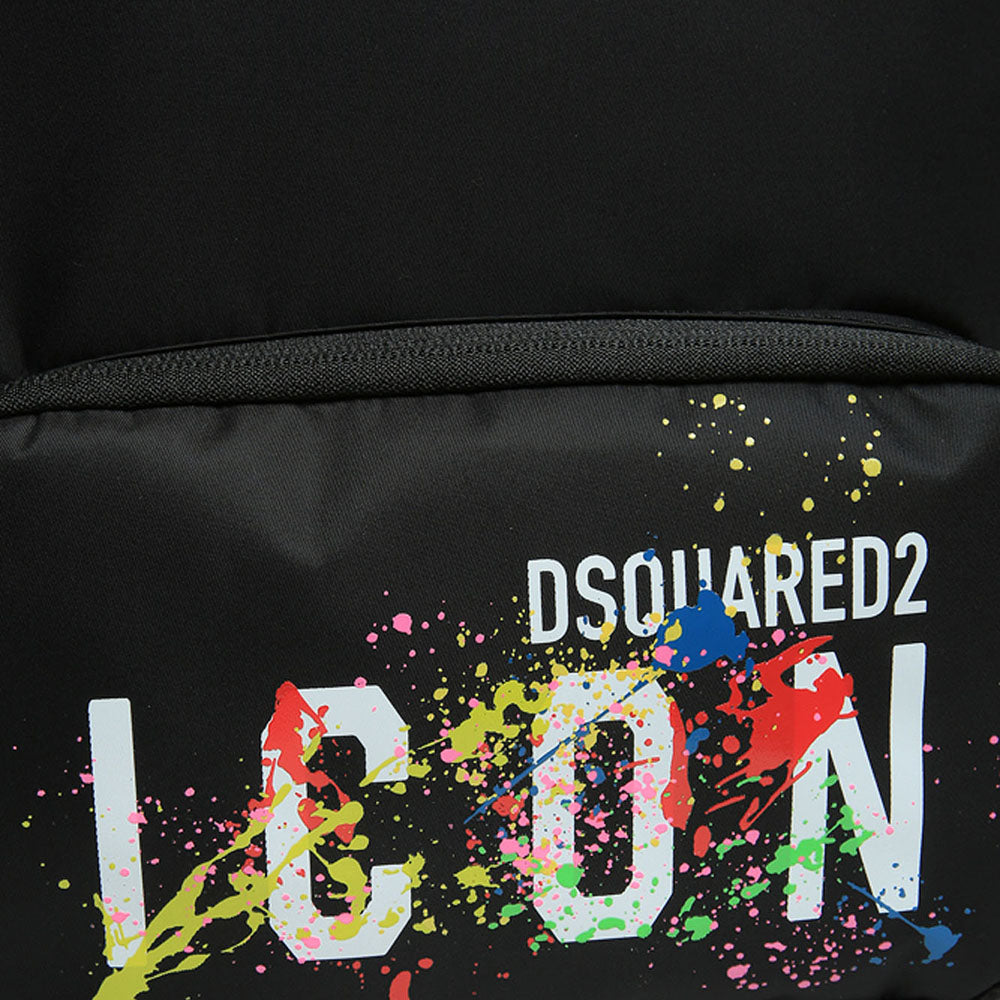Dsquared2 Boys Icon Paint Splatter Backpack Black ONE Size