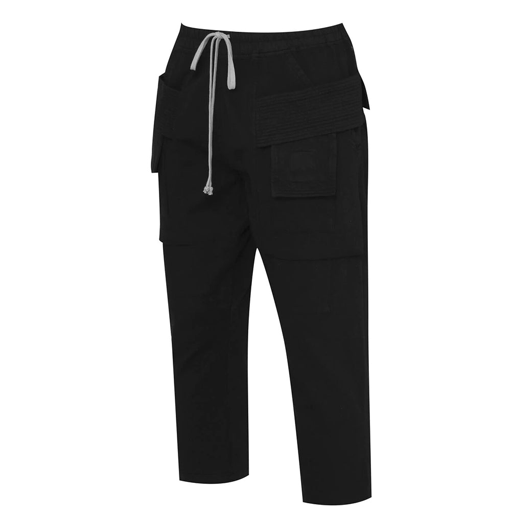 Rick Owens DRKSHDW Mens Creatch Drawstring Cargo Pants Black - XS