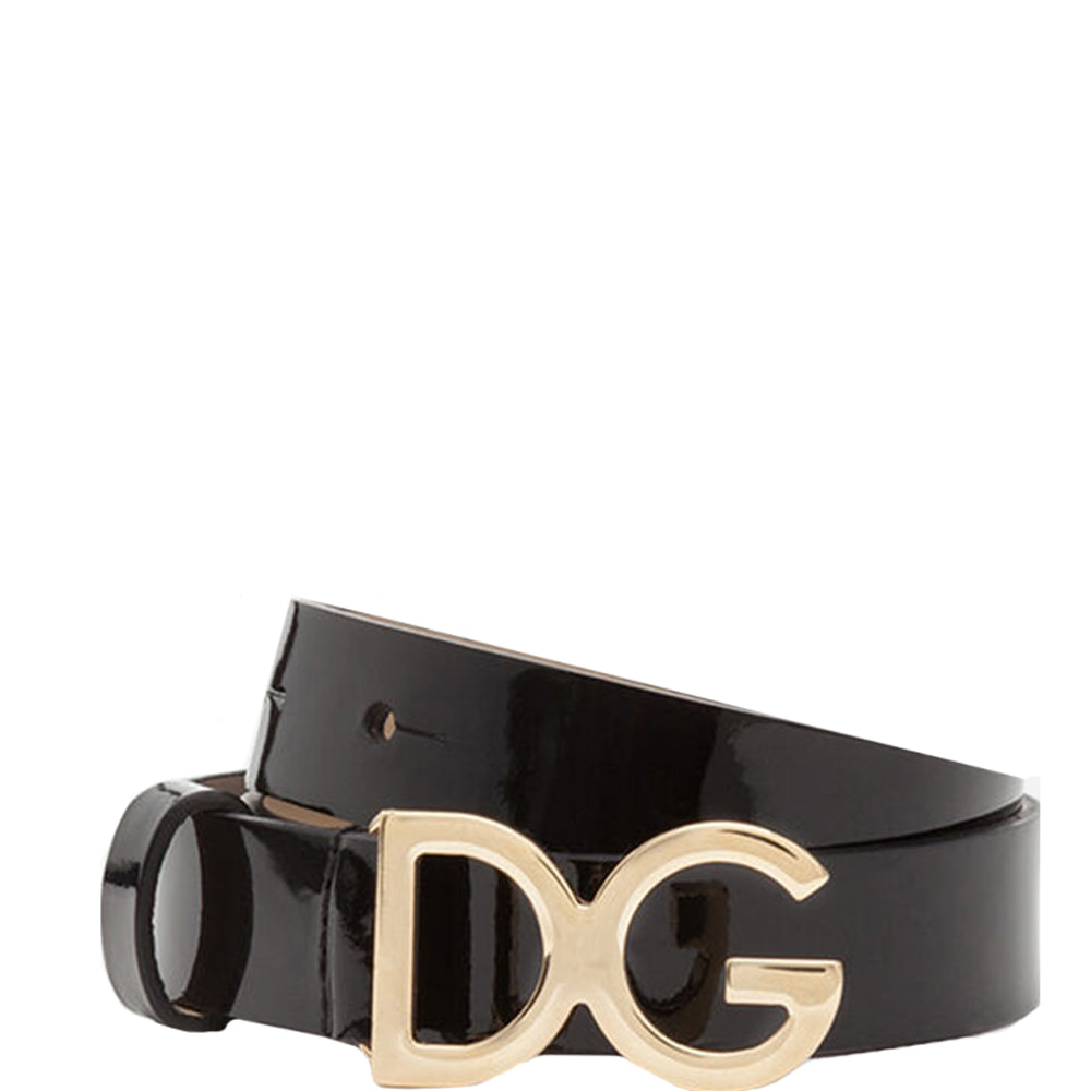 Dolce & Gabbana Girls Patent Belt Black 69 Cm