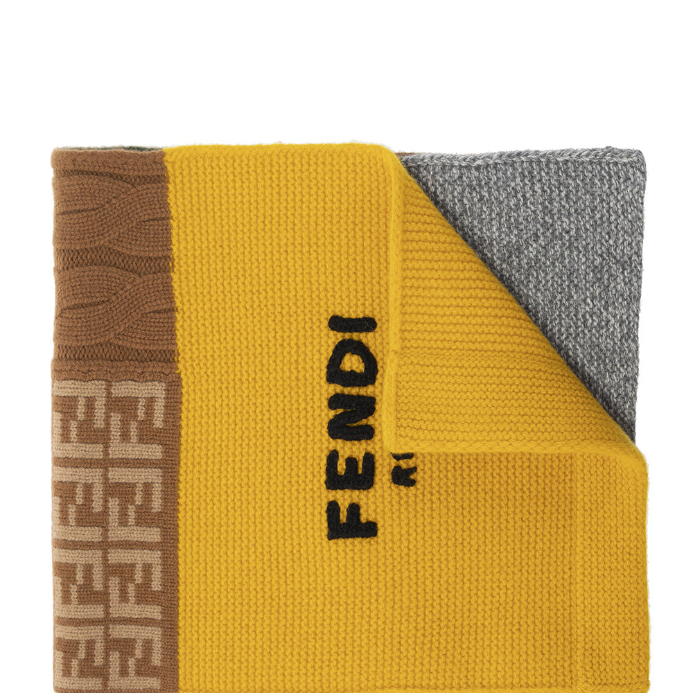 Fendi Unisex Knitted Logo Scarf Yellow - ONE SIZE YELLOW