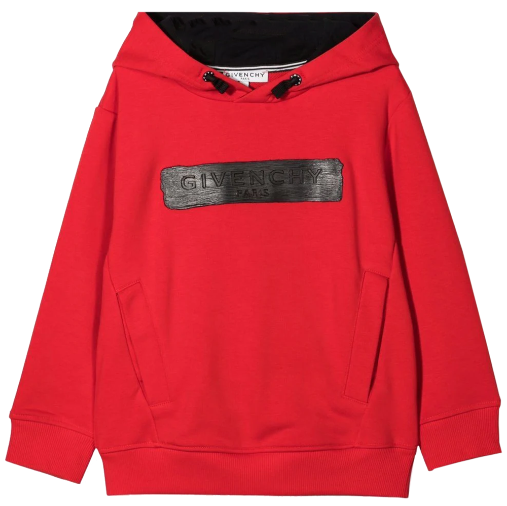 Givenchy Boys Logo Embossed Hoodie Red 6Y