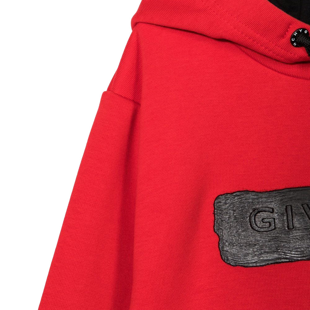 Givenchy Boys Logo Embossed Hoodie Red 6Y