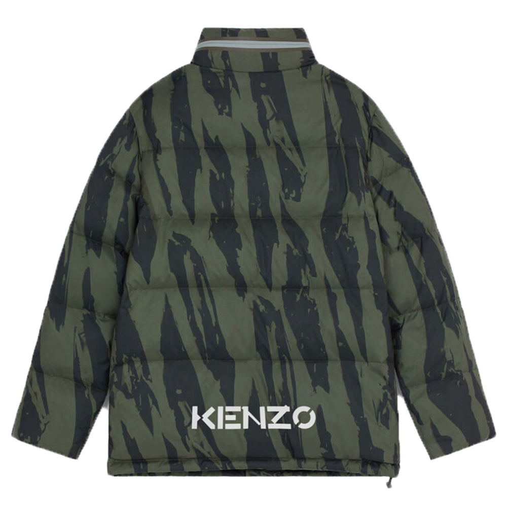 Kenzo Mens Pleat Camo Puffer Jacket Green S