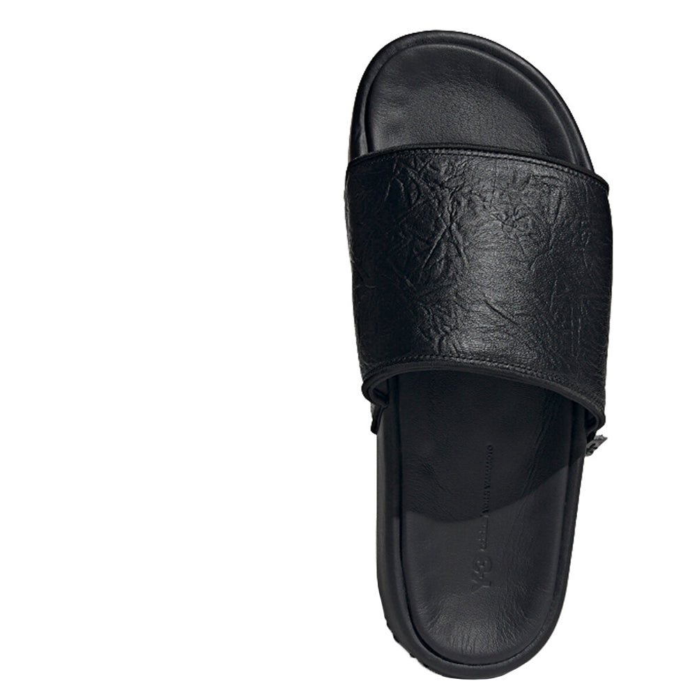 Y-3 Mens Leather Slides Black UK 7