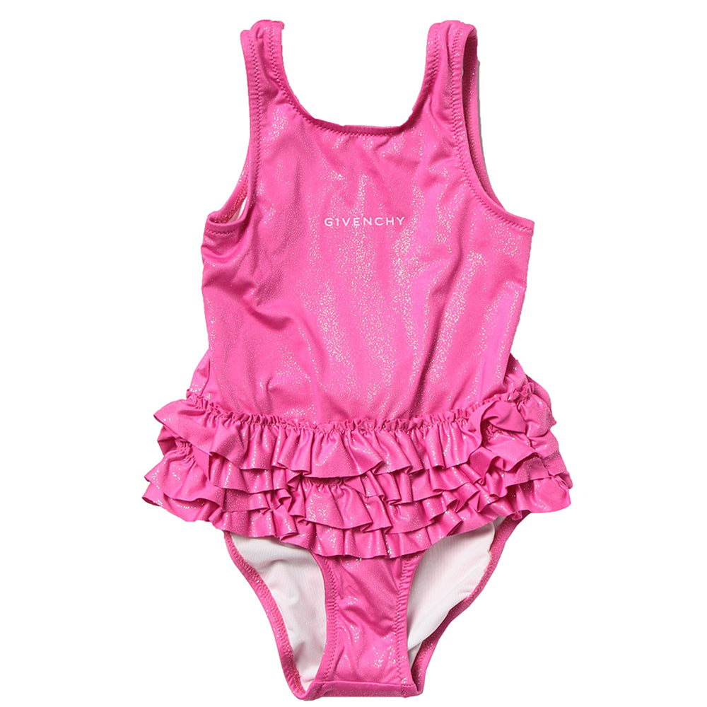 Givenchy Baby Girls Ruffle Swimsuit Pink 3Y