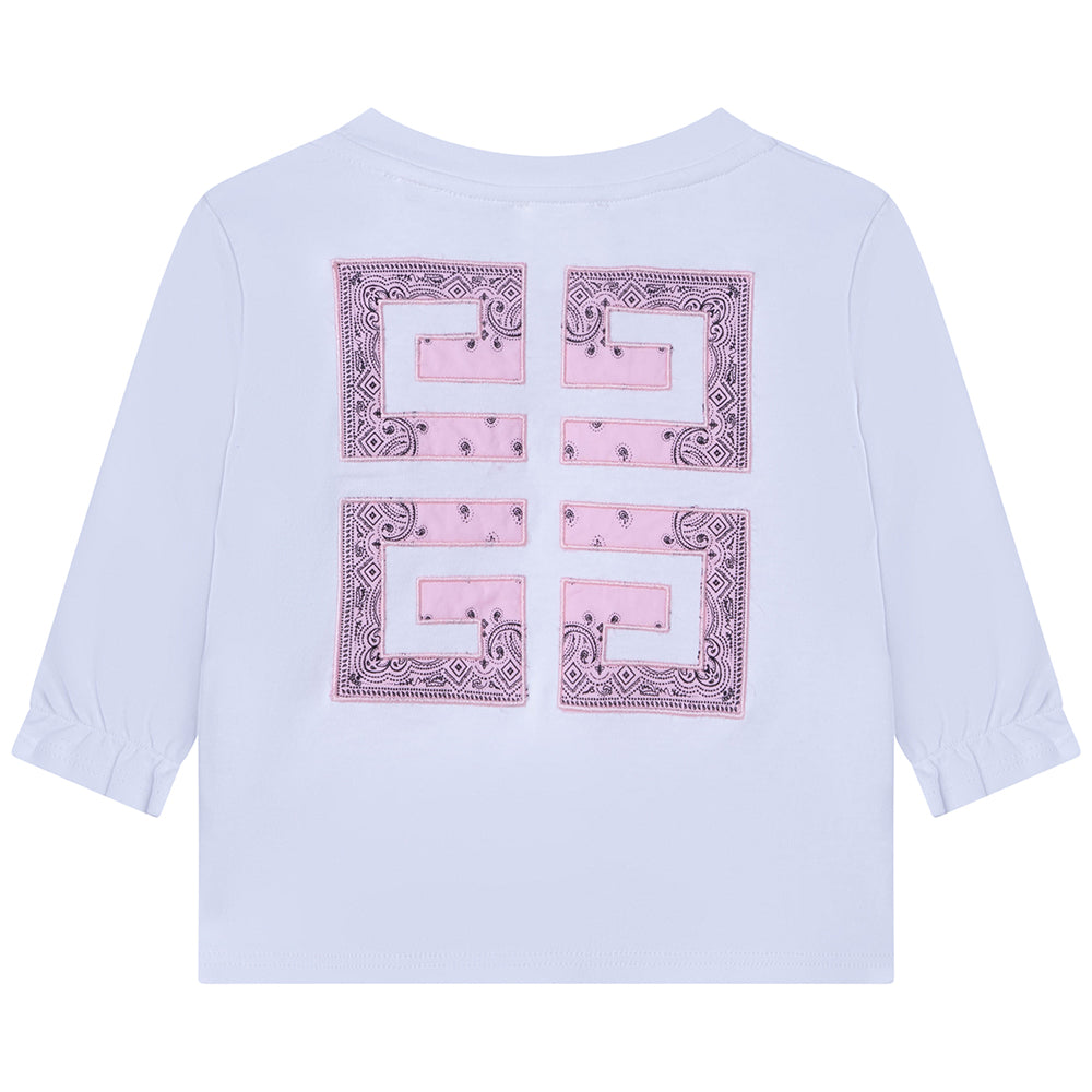 Givenchy Baby Girl Bandana Print T-shirt White 3Y Pink