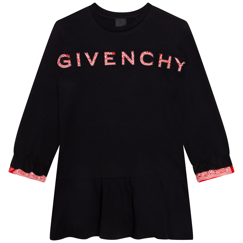 givenchy girls bandana print logo dress black 6y